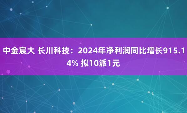 中金宸大 长川科技:2024年净利润同比增长915.14% 拟10派1元
